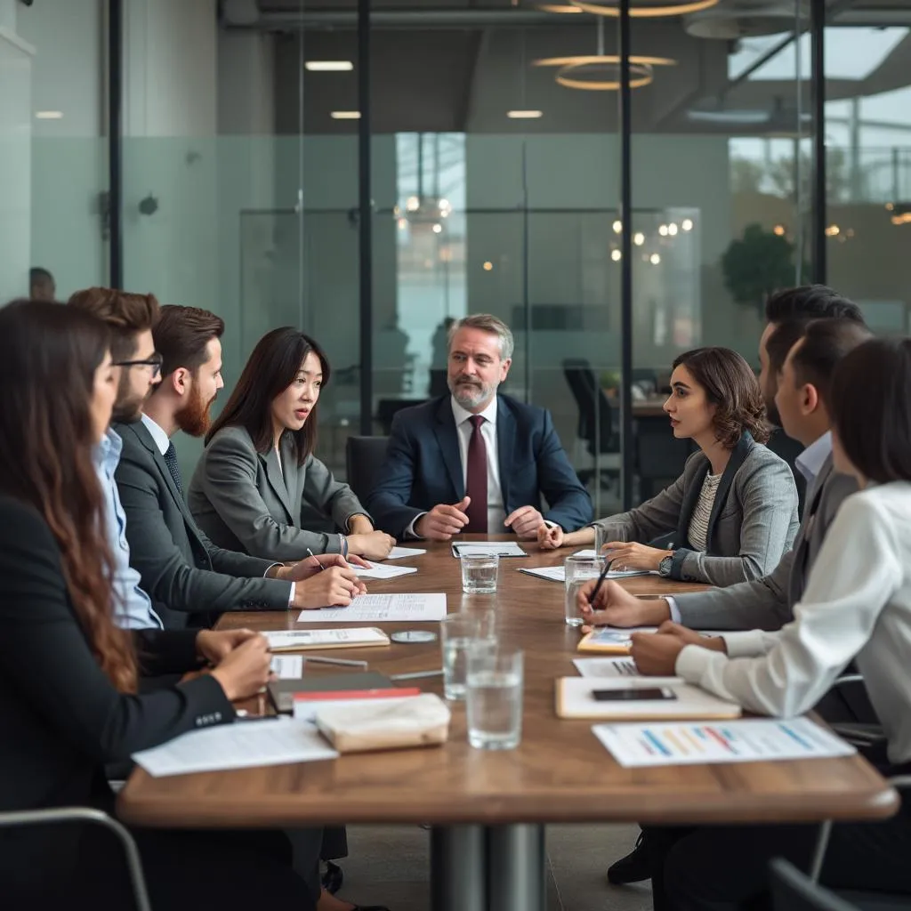 Equipo de consultores en reunión